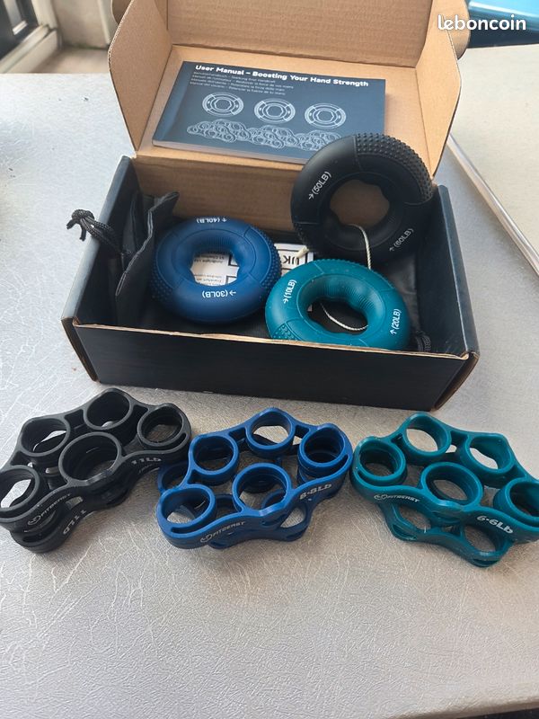 FitBeast Kit De Renforcement De Préhension 9 Pièces — 3 Niveaux De Résistance, Anneaux Et Bandes Pour Muscler Mains Et Avant-bras