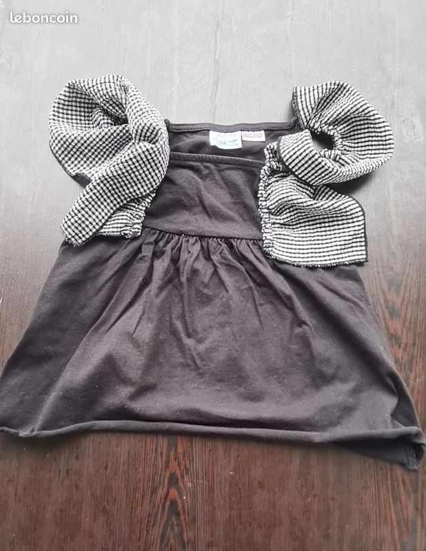 Robe Zara Vichy Noir Et Blanc - Mini - Taille M - Coton - Printemps/Été