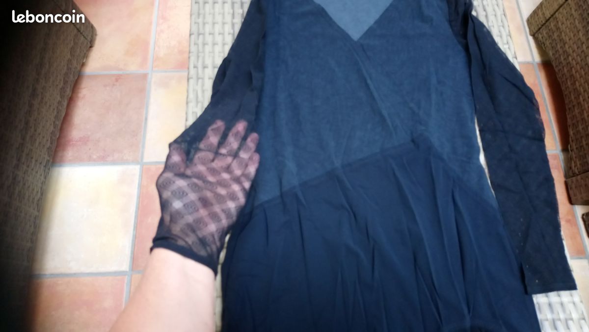 Tunique noire, viscose/voile, taille 40 (image 3)