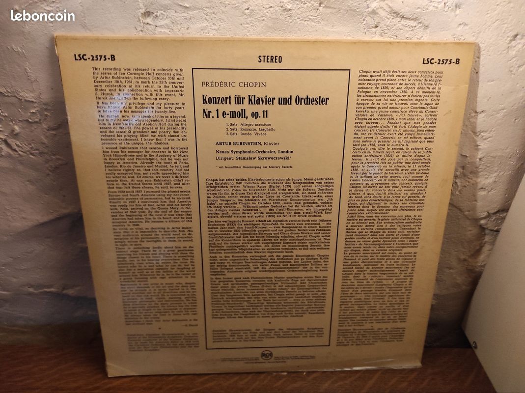 Disque vinyle Chopin par Artur Rubinstein (image 2)