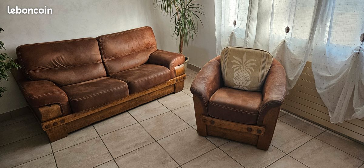 Canapé 3 places et fauteuil pivotant (image 1)