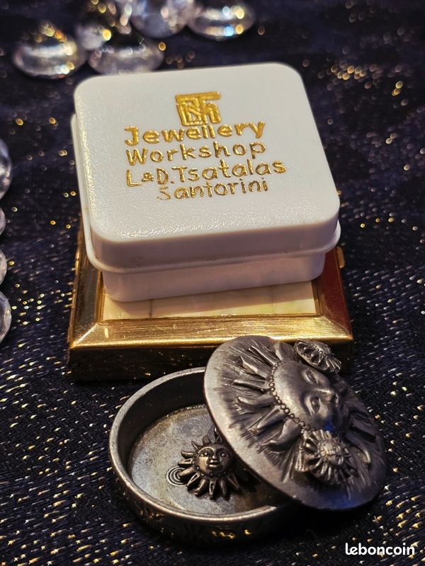 Ensemble bijoux vintage Santorin Broche boucles et pendentif du