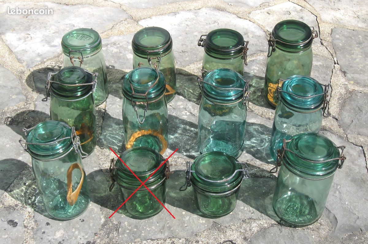 Ancien Bocal En Verre Vert L'Idéale 500 Ml – Rangement Ou Déco Vintage