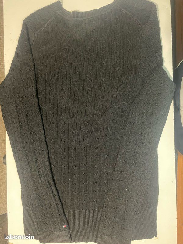 Pull tommy Hilfiger torsadée noir (image 3)