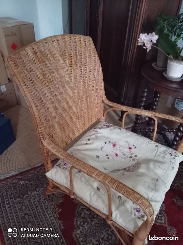 Fauteuil rotin osier dit "vénérable" (image 1)