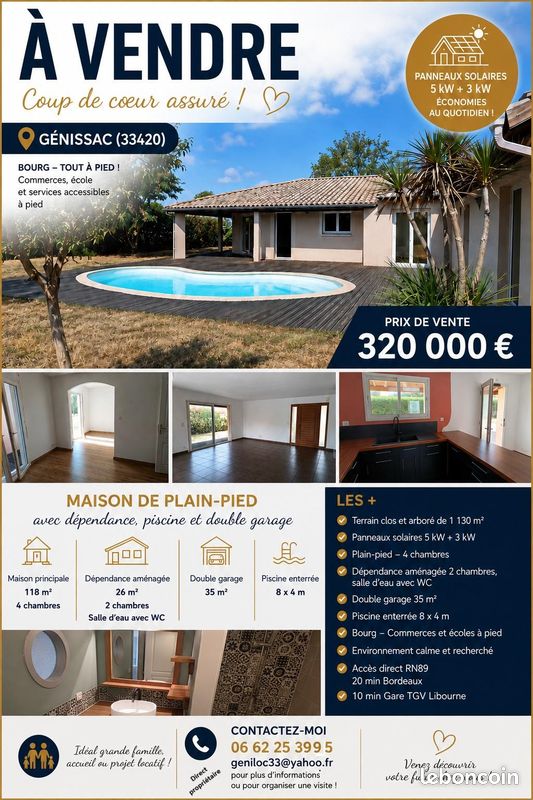 Maison 6 pièces 145 m² · à Génissac · 145 m² · 320 000 €