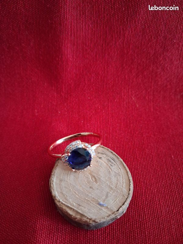 Bague Dolly-Bijoux T60 - Sertie Saphir CZ Bleu - Plaqué Or 18K 5 Microns - Pour Femme