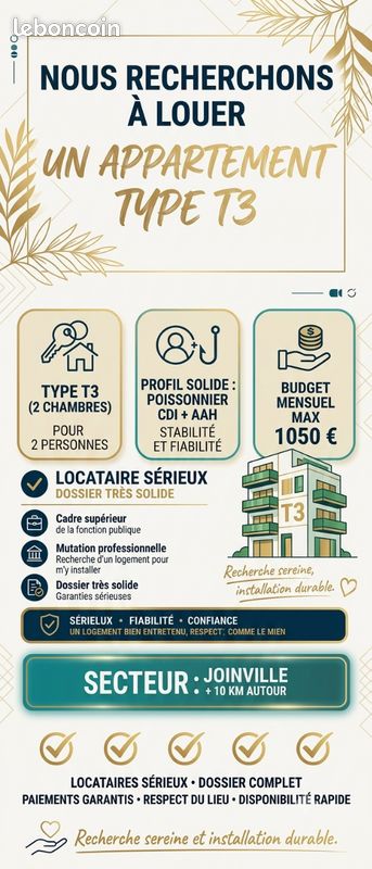 Appartement 3 pièces 45 m² · à Joinville-le-Pont · 45 m² · 1 050 €/mois