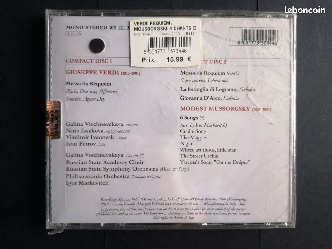 VERDI Requiem + MOUSSORGSKY ( par MARKEVITCH) (image 2)