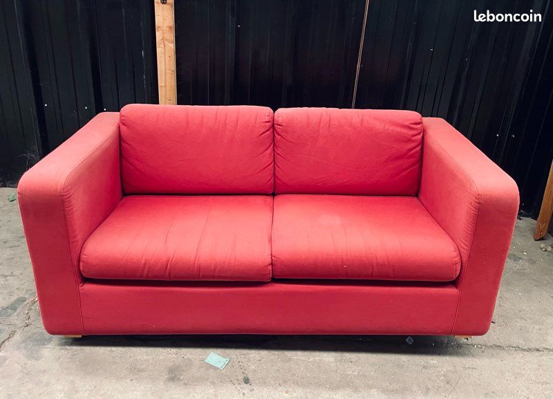 Canapé 2 places HABITAT – Rouge – État satisfaisant (image 2)