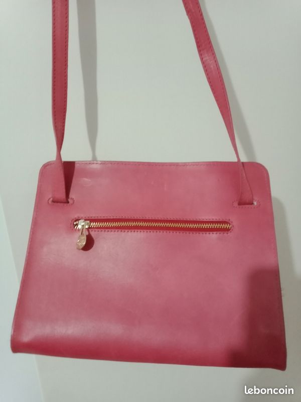 Sac a bandoulière pour femme en cuir vachette de couleur rose (image 6)