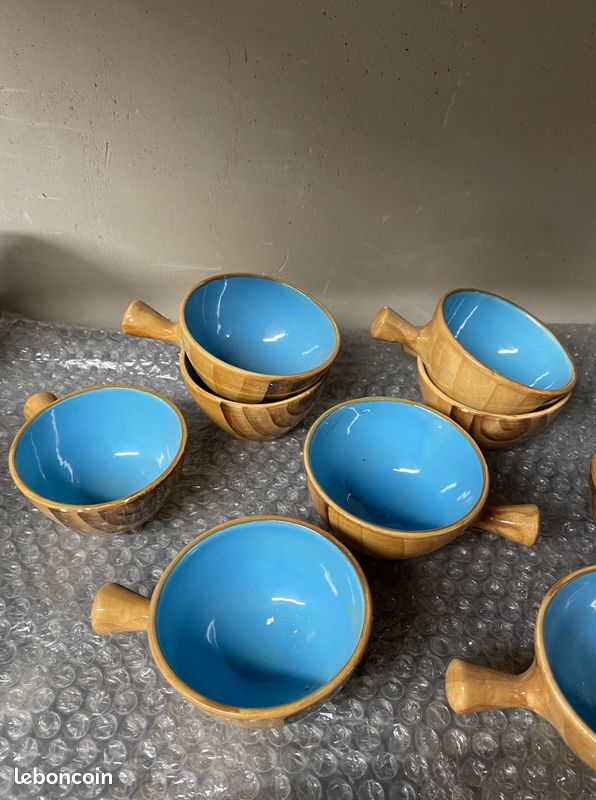 Tasses bleues et bois Vallauris (image 4)