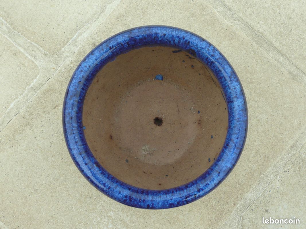 Pot bleu en céramique émaillée H16 (image 2)