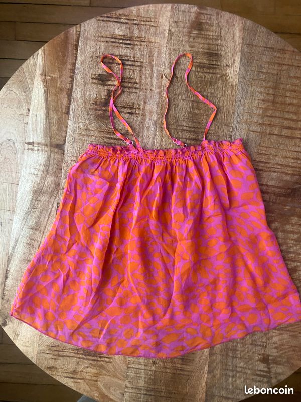 Tunique En Soie JOSH Orange Taille L - Made In Italy - Occasion Très Bon état