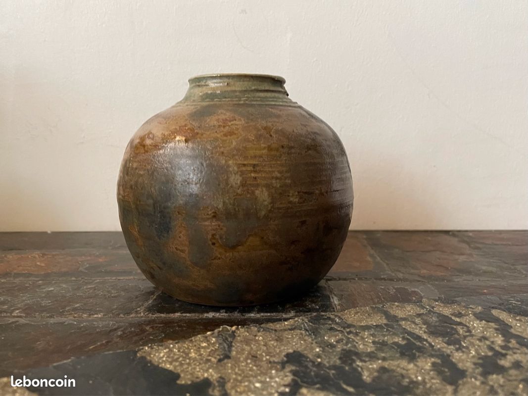 Vase boule vintage céramique grès émaillé (image 5)