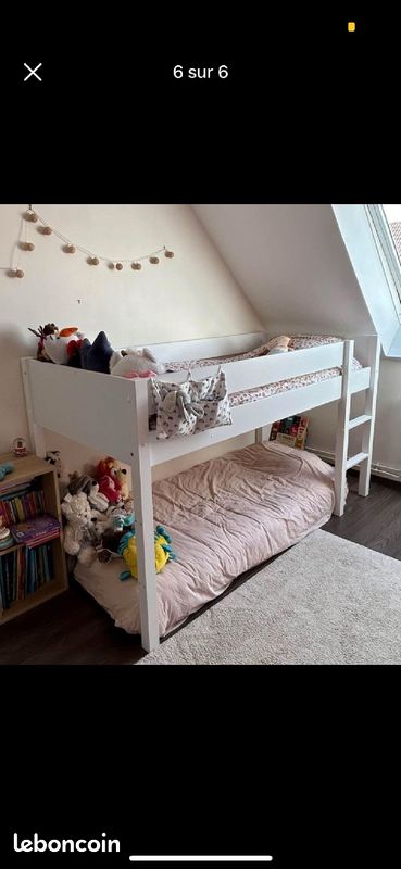 Lit surélevé enfant 90X200 blanc (image 4)