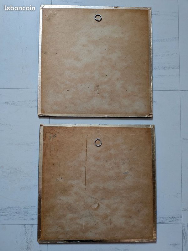 Paire de tableaux tapisseries imitation Aubusson - Format 26x26 (image 4)