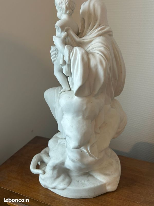 Statue en biscuit époque 19ème d’après Boizot Vierge Enfant hauteur 31,5cm (image 7)
