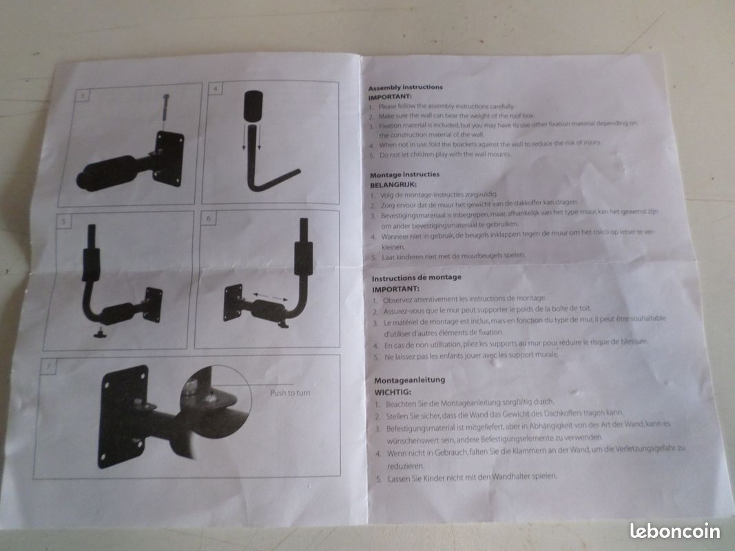 Twinny Load - Support Mural Pour Coffre De Toit - Fixation Murale Pour Rangement - Jusqu'à 40cm De Hauteur