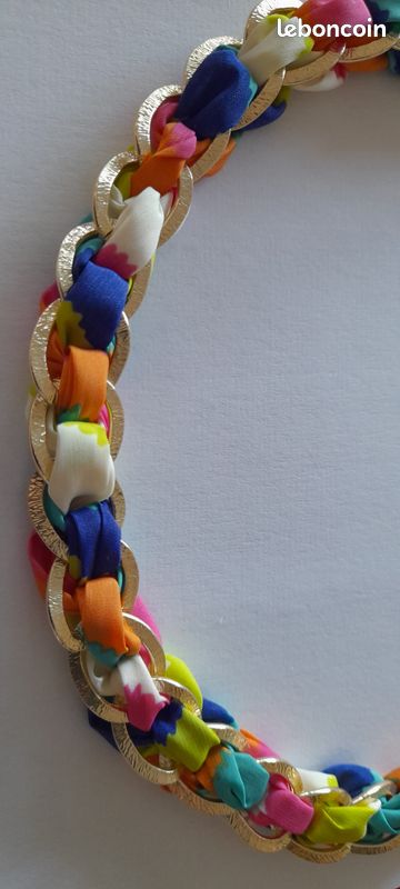 Serre tête " vintage" multicolore - Etat neuf - tissus et métal (image 7)