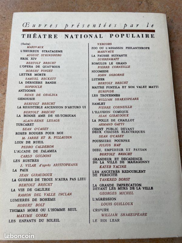 Livre théâtre TNP Le roi Lear (image 2)