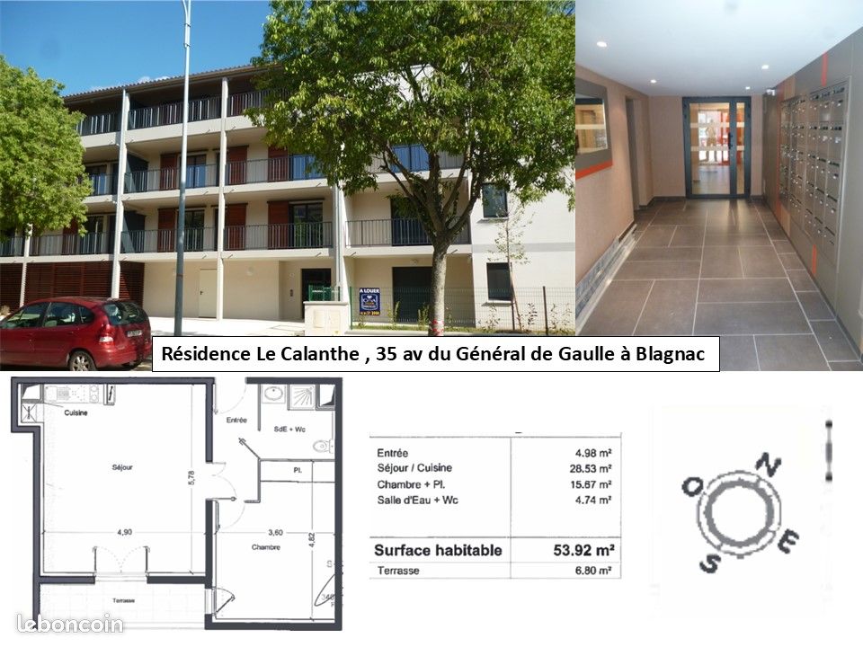 Appartement a louer blagnac - 2 pièce(s) - 54 m2 - Surfyn