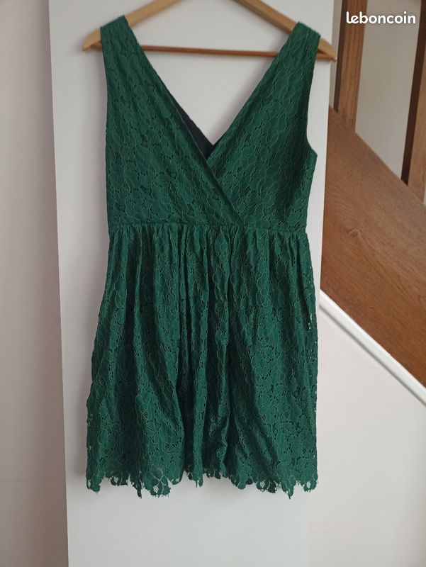 Robe en dentelle verte Zara Woman | Taille L | Excellent état | (image 8)