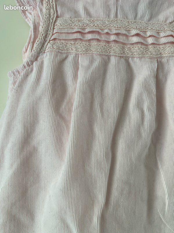 Salopette en velours rose coton fille 6 mois Cyrillus (image 6)