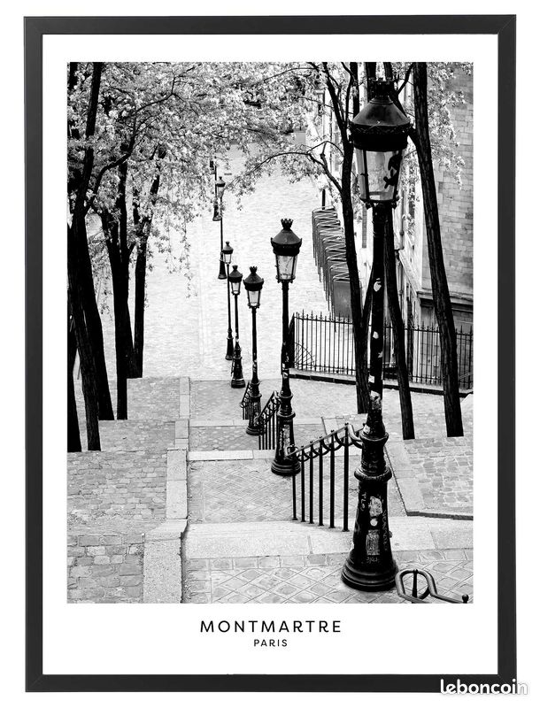PARIS Tableau déco 25x120 cm noir et blanc - Maison