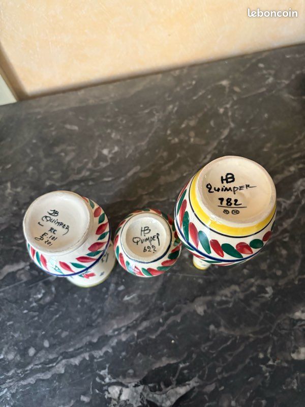 Lot de 3 vases HB Quimper (image 3)