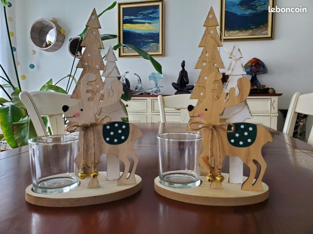 Lot 2 décorations Noel lumineuses en bois (image 3)