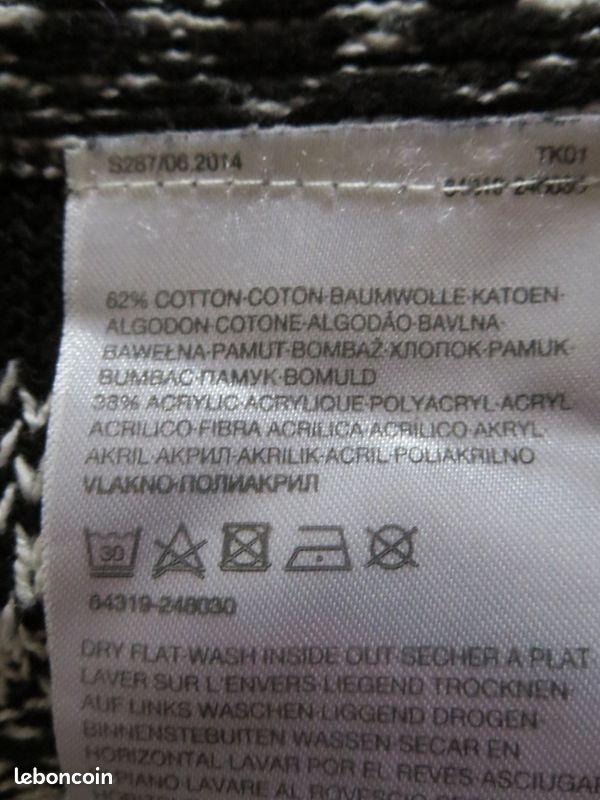 Cardigan Clockhouse noir et blanc à pans – 62 % coton – S/36 oversize (image 4)