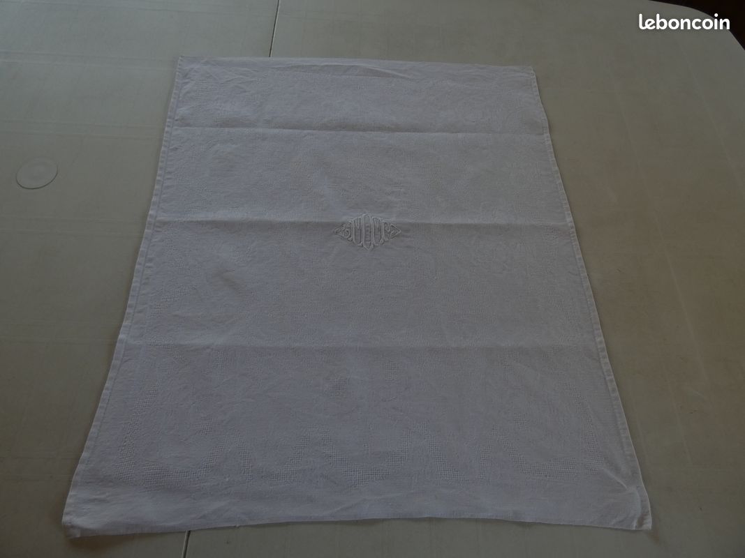 Lot De 8 Serviettes De Table Anciennes En Lin, Monogrammes Dépareillés, French Antique
