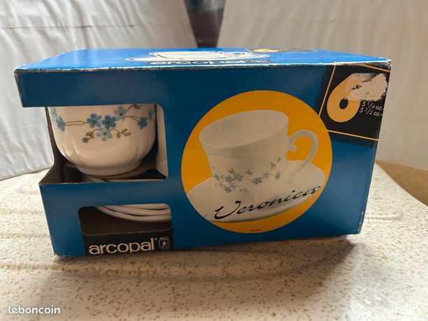 Lot De 6 Tasses à Café Arcopal – Série Évolution Pensées, Made In France, 9cl, Neuves
