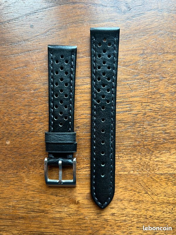 Bracelet De Montre Cuir Noir Effet Zèbre – 18 Mm – Climber – Neuf Jamais Porté