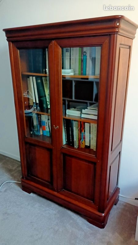 Bibliothèque/vitrine en merisier (image 1)