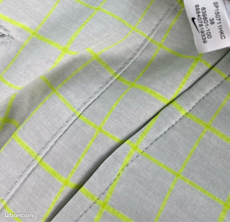 Short Nike golf blanc carreaux jaune fluo sport 38 - XL (image 7)