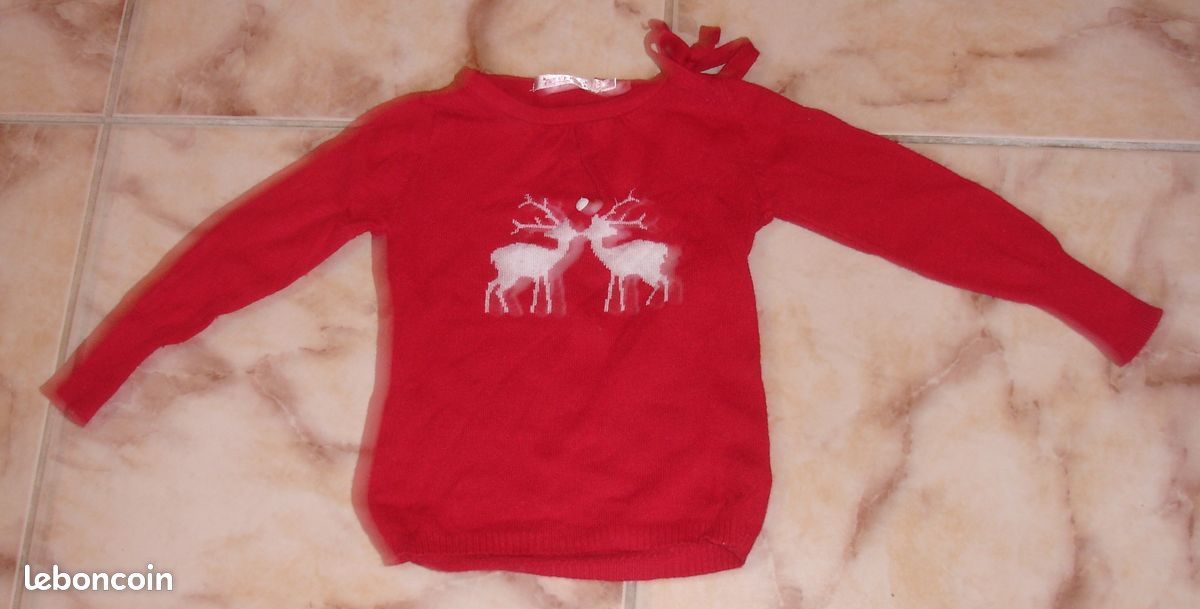 Pull rouge motifs 4 ans cfK (image 1)