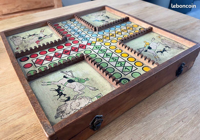 Ancienne Boîte Jeux Garnier Par Jeujura – Jeu De L'Oie, Dames, Petits Chevaux (incomplet)