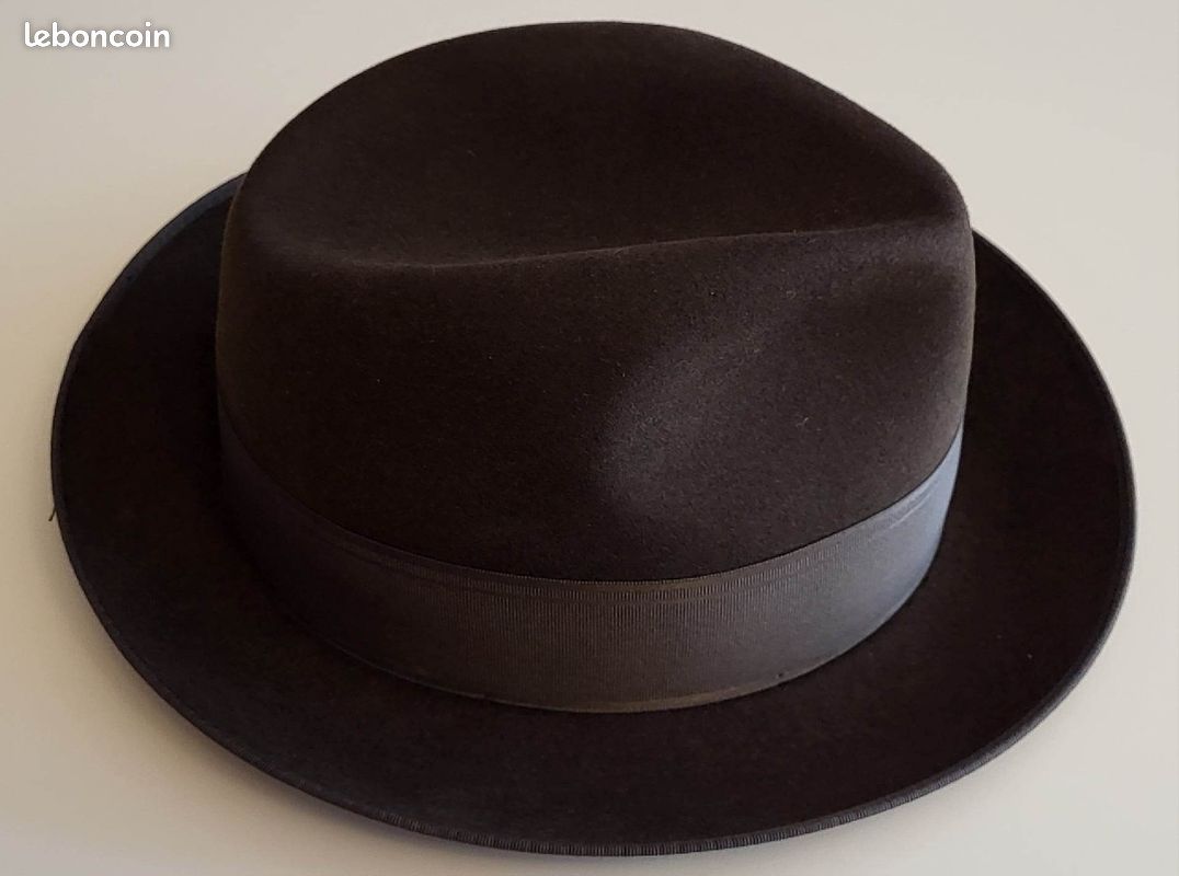 Chapeau marron vintage Huckel forme fedora taille 54 comme neuf (image 3)