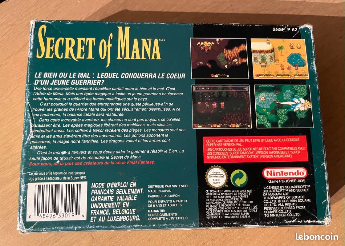Jeu secret of mana super Nintendo Snes
Avec sa boîte et cale d’origine 
Très bon état (image 3)