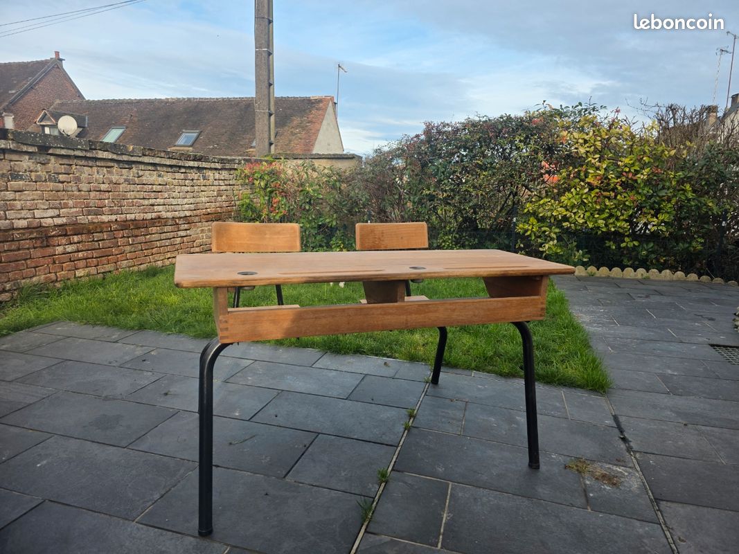 Banc d'écolier chêne (image 2)