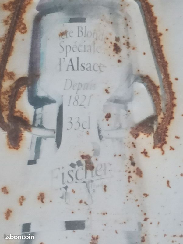 Plaque en métal Fischer Beer, publicité murale Fischer Alsace, décoration bière pub club FAIRE OFFRE (image 3)