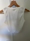 Débardeur court / Crop top blanc côtelé - Taille S (image 2)