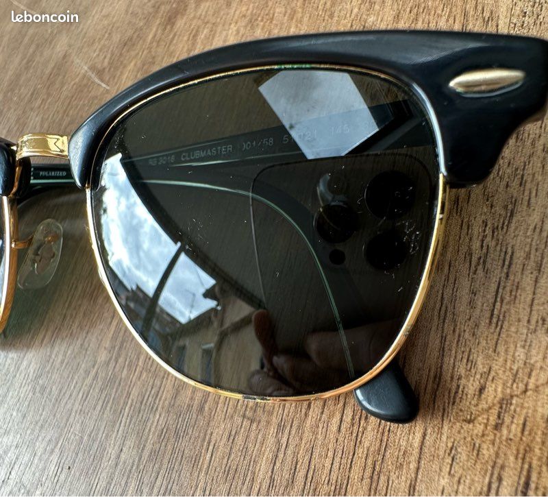 Ray ban Club Master polarisée noir et or (image 8)