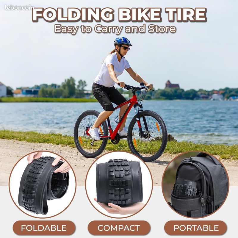 MOHEGIA Lot de 2 pneus de vélo Cruiser 26 x 2,125 - Pneus de rechange pliables et chambres à air avec démonte-pneus pour vélo de plage et vélo urbain