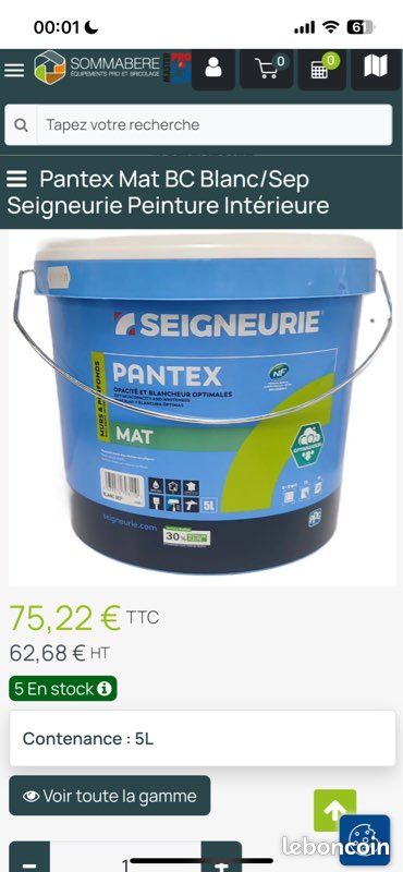 Peinture blanche mat 15L (image 2)