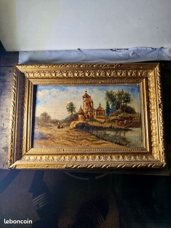 Tableau ancien, une huile sur panneau de bois datée de la fin du XIXe – début XXe siècle (image 7)
