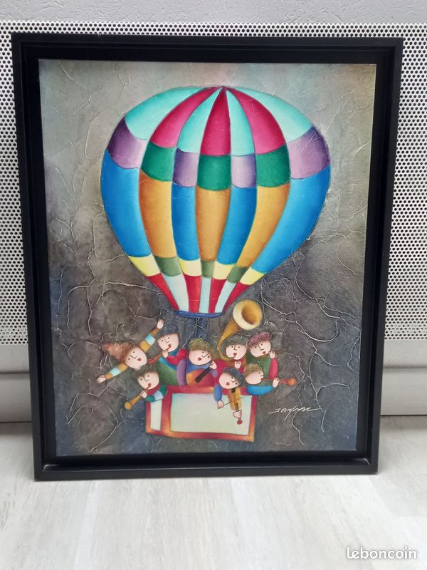 Tableau enfants dans montgolfière (image 1)