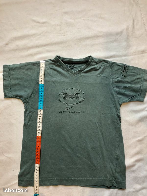 Teeshirt tee-shirt col V émeraude bleu vert 6-8 ans stones and bones os manches courtes été garçon (image 4)